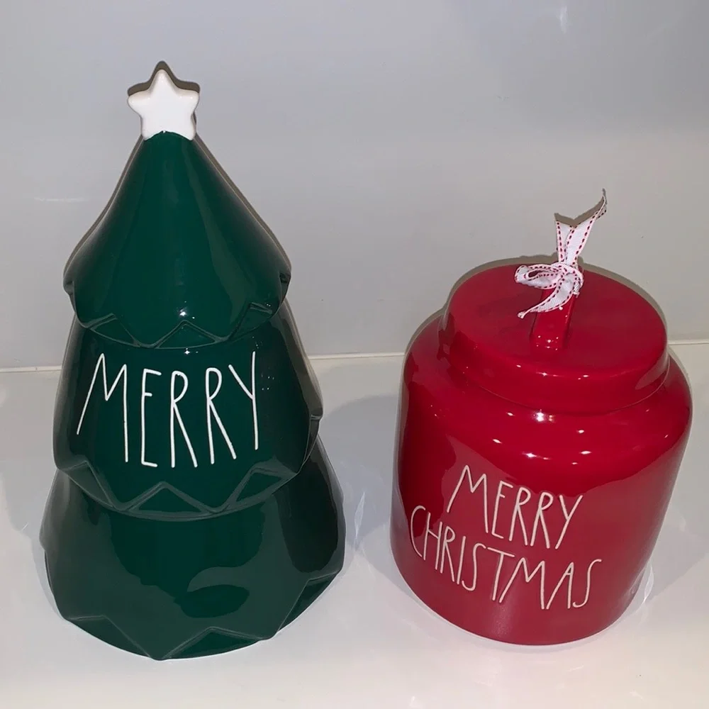 Rae Dunn Ceramic Christmas Tree Cookie‎ Jar Canister
